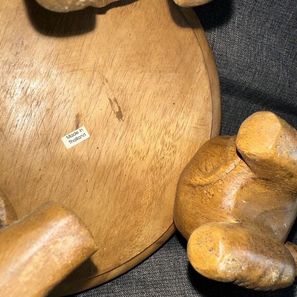 Natural Wood Elephant Serving Fruit Tray Bowl Food Dish Platter Plate Thailand - Picture 4 of 9